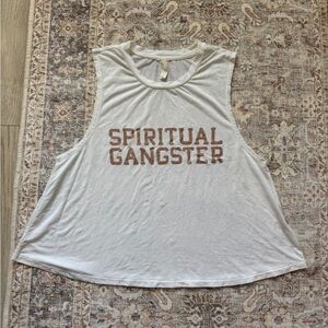 Spiritual Gangster White and Brown Muscle Tee